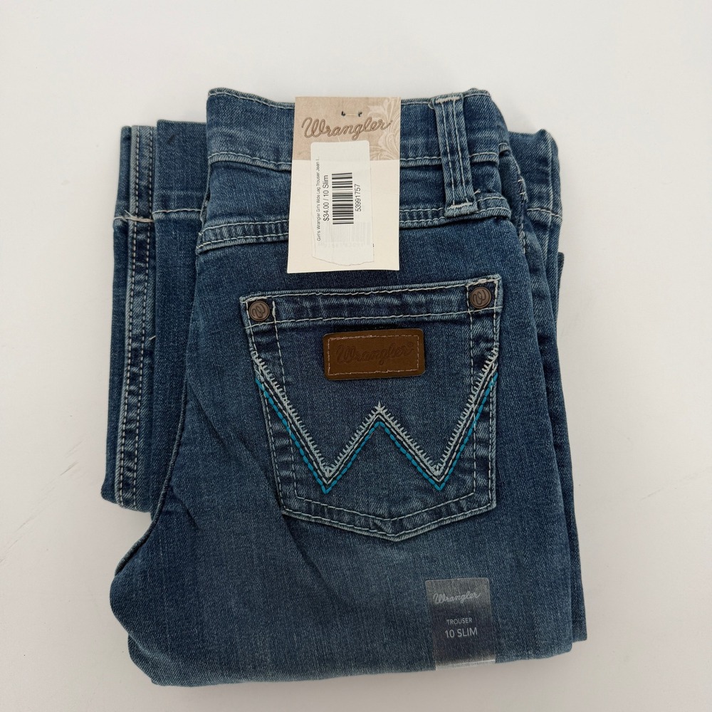Wrangler Girls Wide Leg Trouser Jeans 10 Slim Blue Denim 09GWWPF NWT